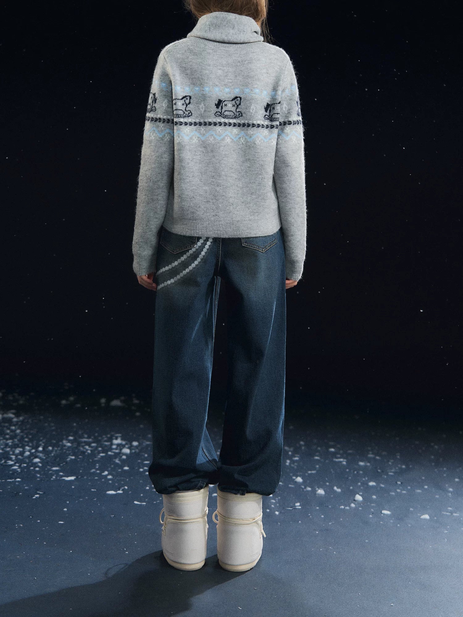 Fair Isle Scarf &amp; Cardigan Two-Piece Set