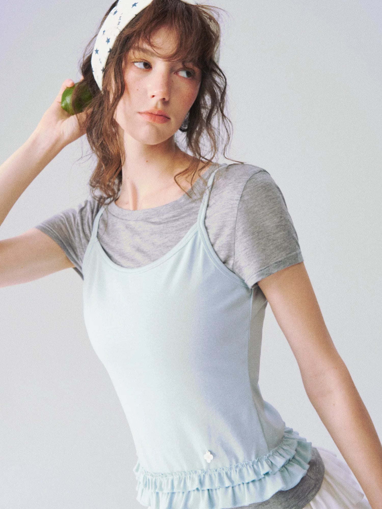 Layered Ruffle Trim Two-Piece Short Sleeve Top