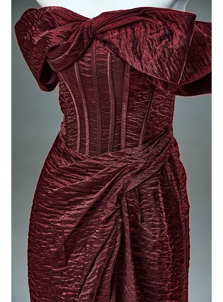 Exquisite Burgundy Couture Gown