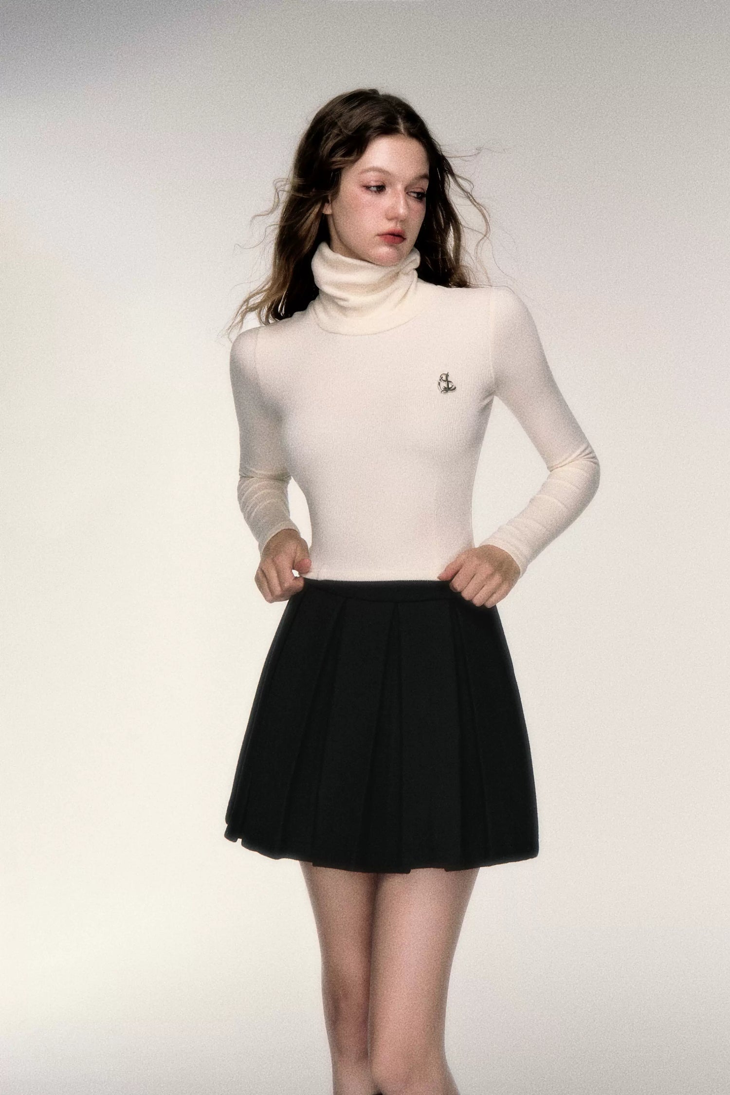 High-Neck Stretch Knit Base Layer