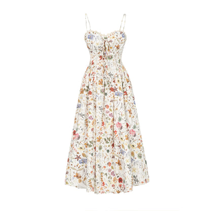 French-style Suspender Spring Floral Dress