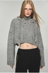 Woolen Crop Hoodie - CHINASQUAD