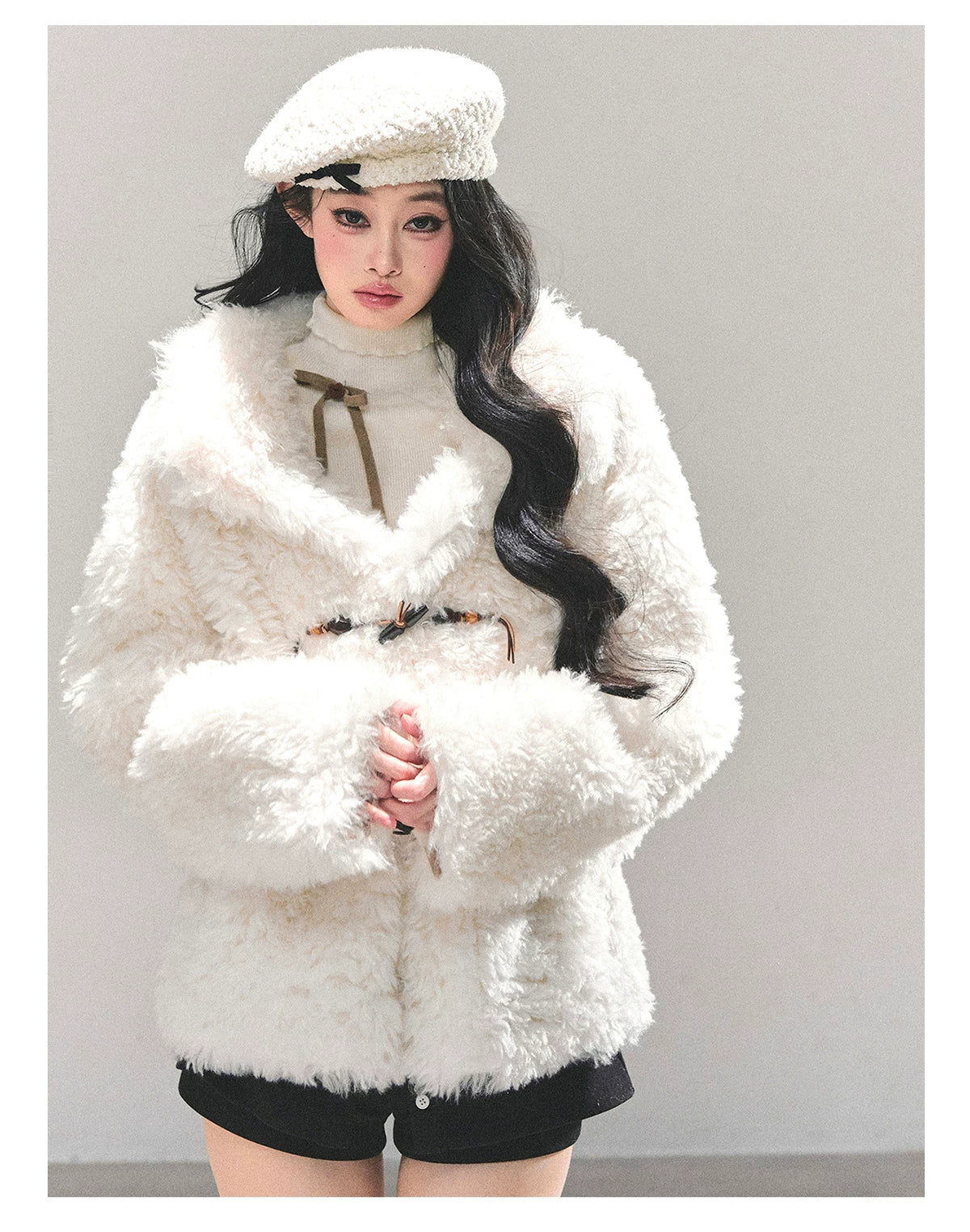 Soft Snow Shearling Fur-Trimmed Jacket