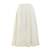 White Butterfly Lace Halter Top  & Midi Skirt Set - CHINASQUAD