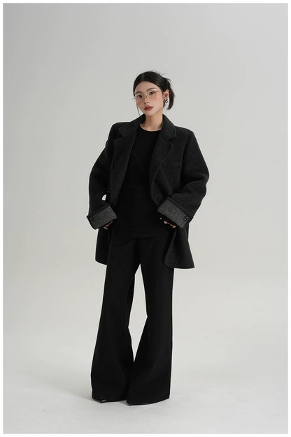 Mid-Length Double-Faced Wool Blazer
