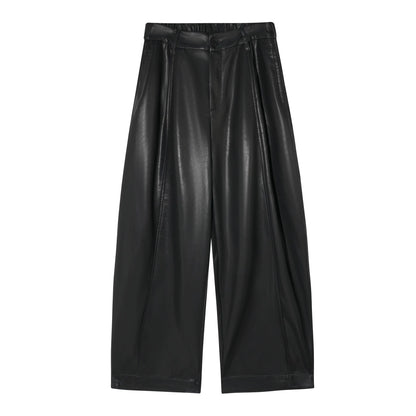 Panelled Slimming Black Curved-Leg Pants