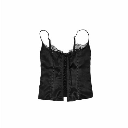 Lace-Panel Faux Layered Satin Corset