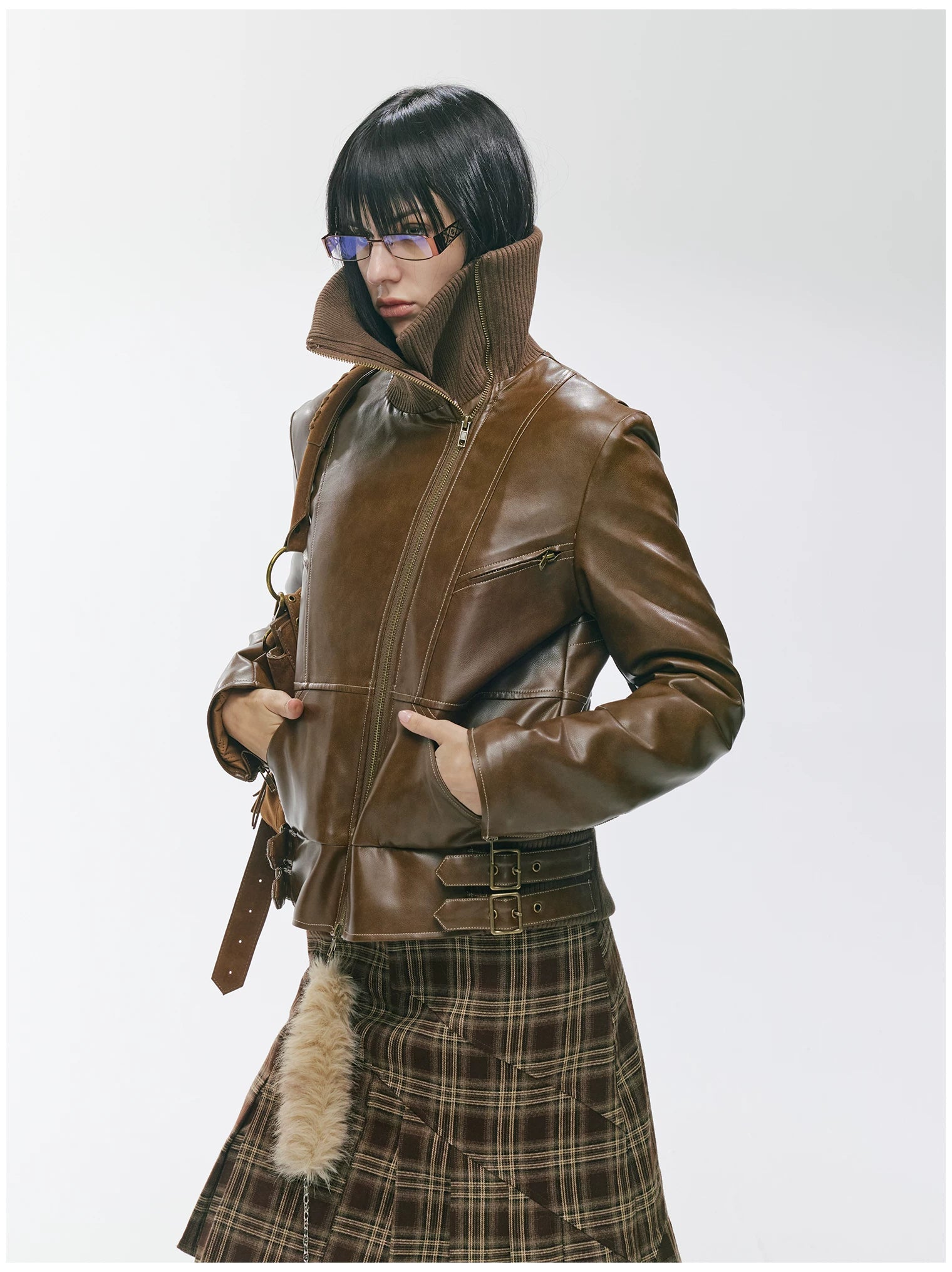 Heavy Punk Windproof Quilted Leather Jacket