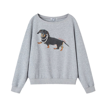 Pearl Dachshund Off-Shoulder Sweatshirt