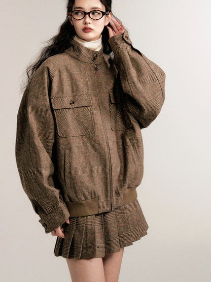 Vintage Collegiate Wool Jacket &amp; Mini Skirt Set