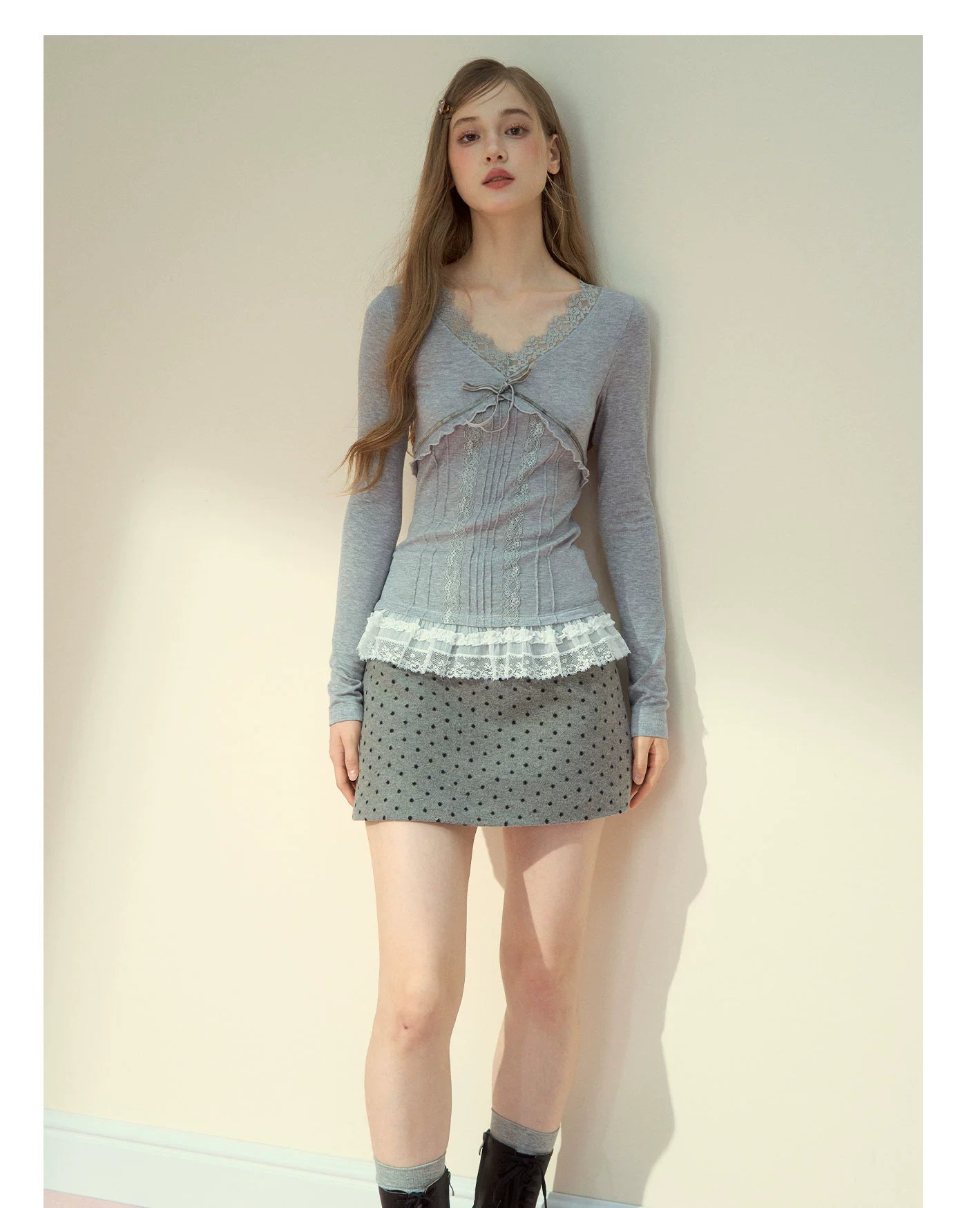 Lace Trim Tencel Wool Blouse - CHINASQUAD