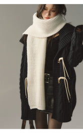 Khaki & Black Horn Button Knit Cardigan - CHINASQUAD