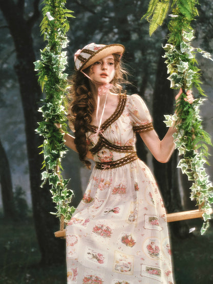 Pastoral Reverie Lace Floral Dress