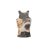 Lap Cat & Dog Cat Printed Tight-Fit Tank Top - CHINASQUAD