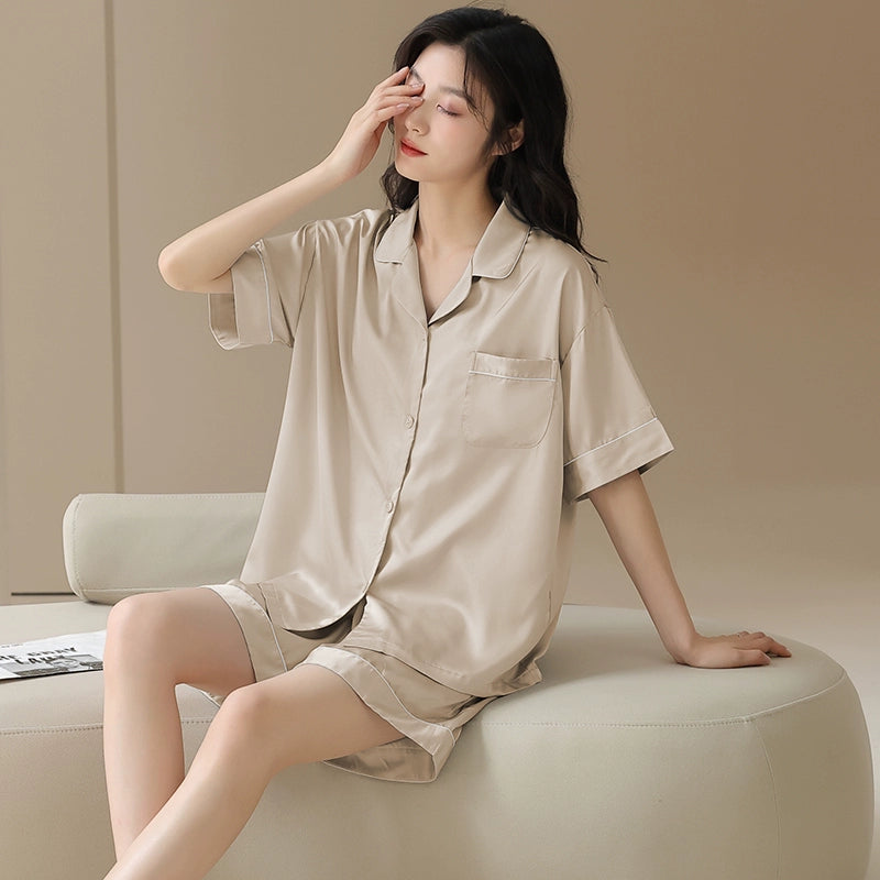 Silk Cardigan and Ice Silk Pajamas Two-piece Set