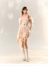 Pink Butterfly Lace Dress - CHINASQUAD