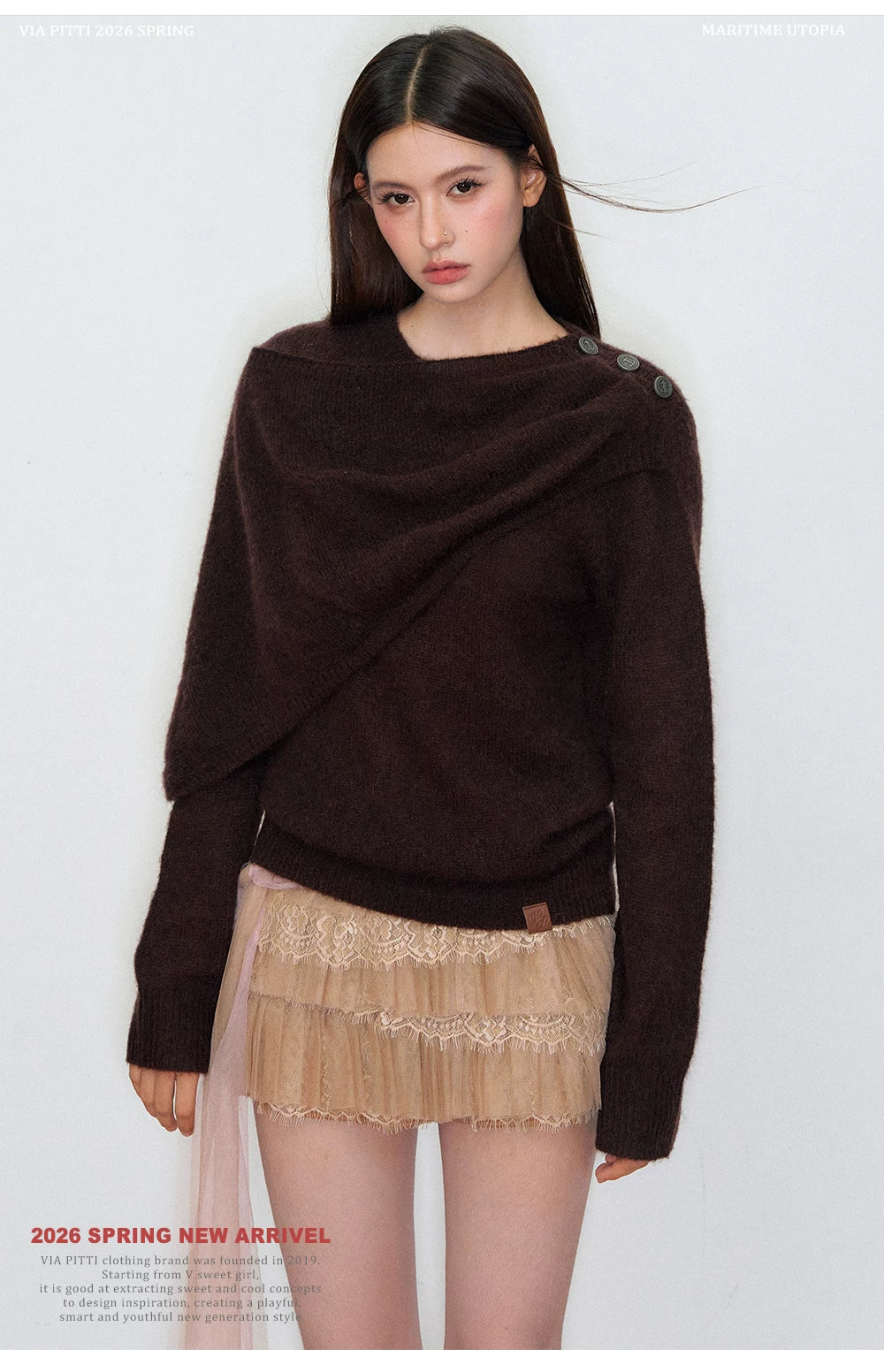 Shawl-Collar Relaxed Wool Knit Sweater