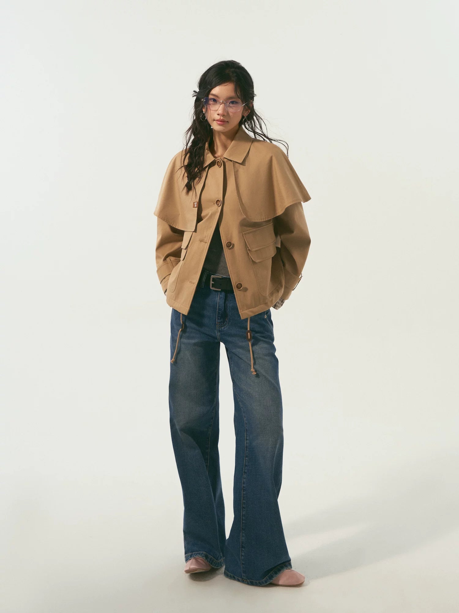 Detachable Cape Quilted Padded Jacket