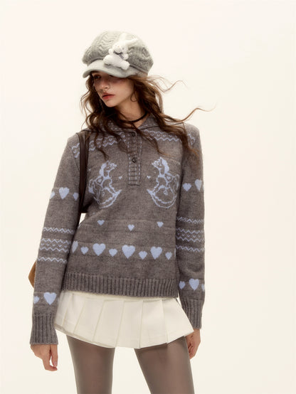 Pony Jacquard Knit Pullover