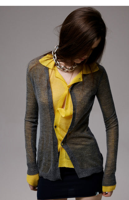 Semi-Sheer Slim Fit Cardigan