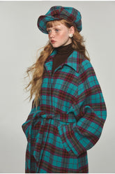 Plaid Classic  Belted Waist Woolen Overcoat - CHINASQUAD