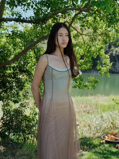 Gradient Mesh Slimming Resort Dress