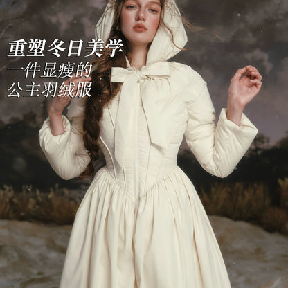 French Pink Tailored Long Down Coat