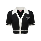 Black Samantha Knitted Polo - CHINASQUAD