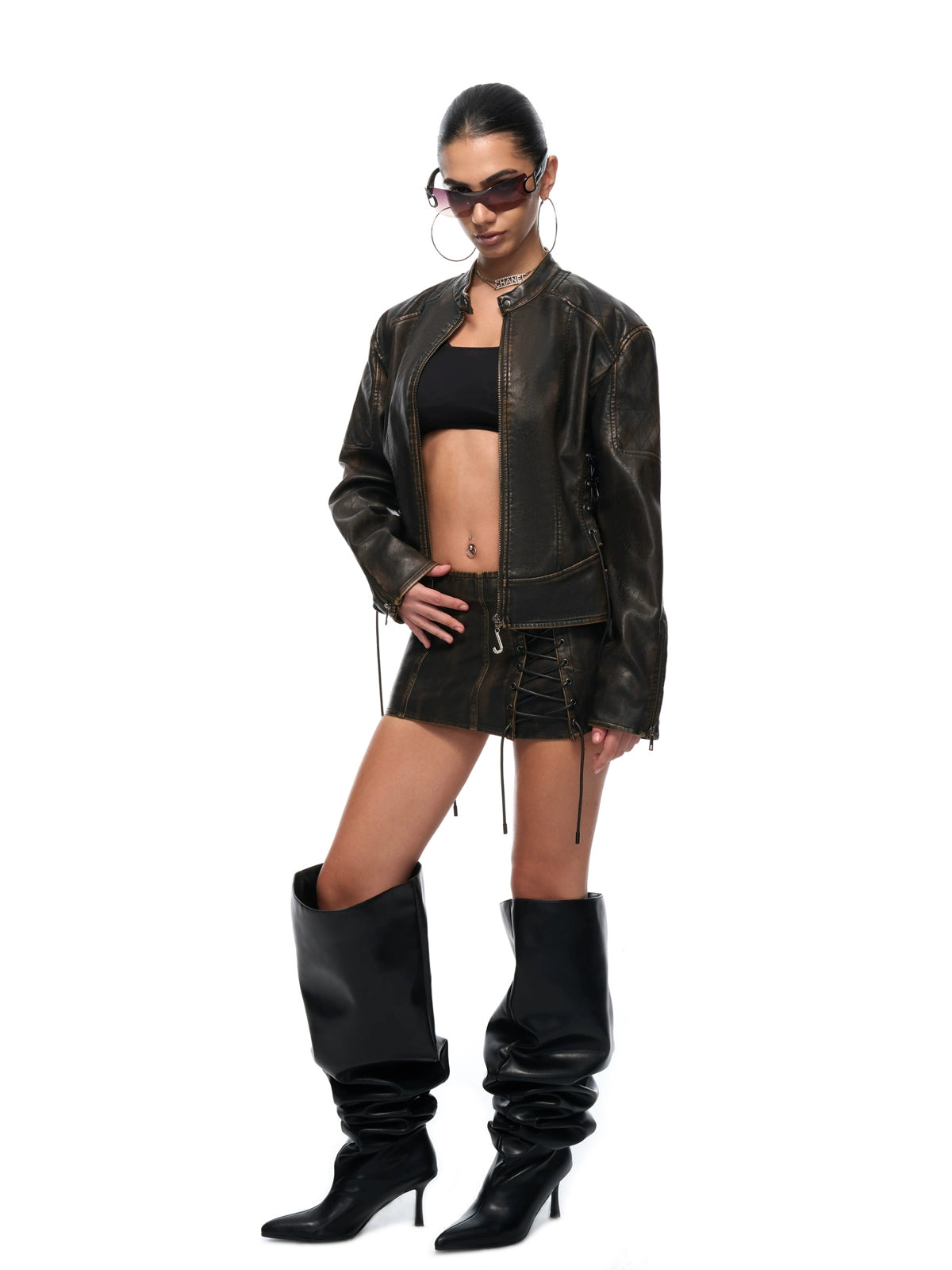 Vintage Washed Biker Leather Set