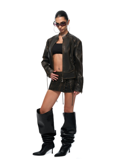 Vintage Washed Biker Leather Set