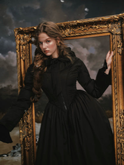 French Tailored Long Black Down Coat