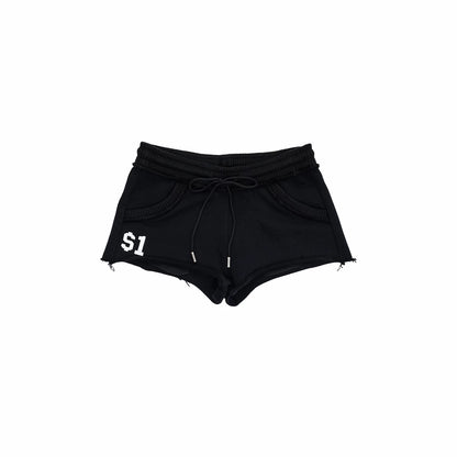 Camo Contrast Bone Embroidery Cotton Sweat Shorts