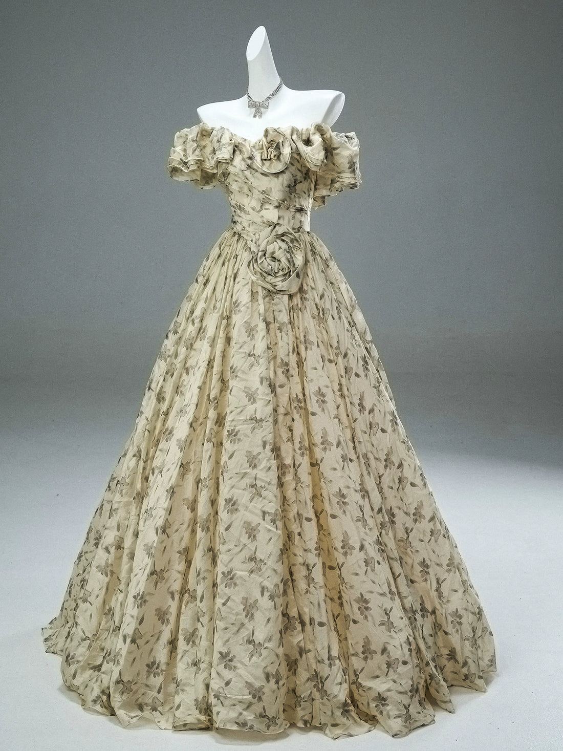 Vintage Sheer Flora Tulle Couture Gown