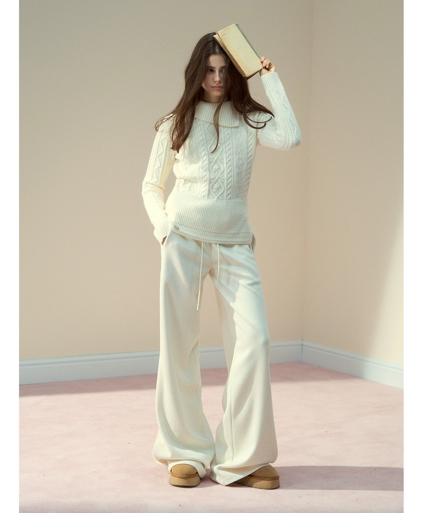 Winter Whisper Cable Knit Turtleneck Sweater