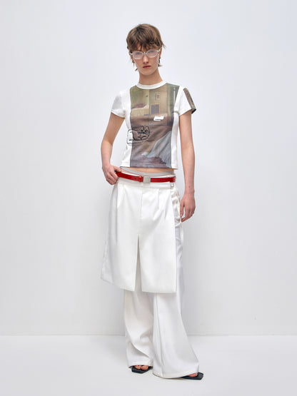 3D Cat Embroidery Shoulder Short Sleeve