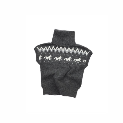 Fair Isle Pony Jacquard Turtleneck Knit Sweater