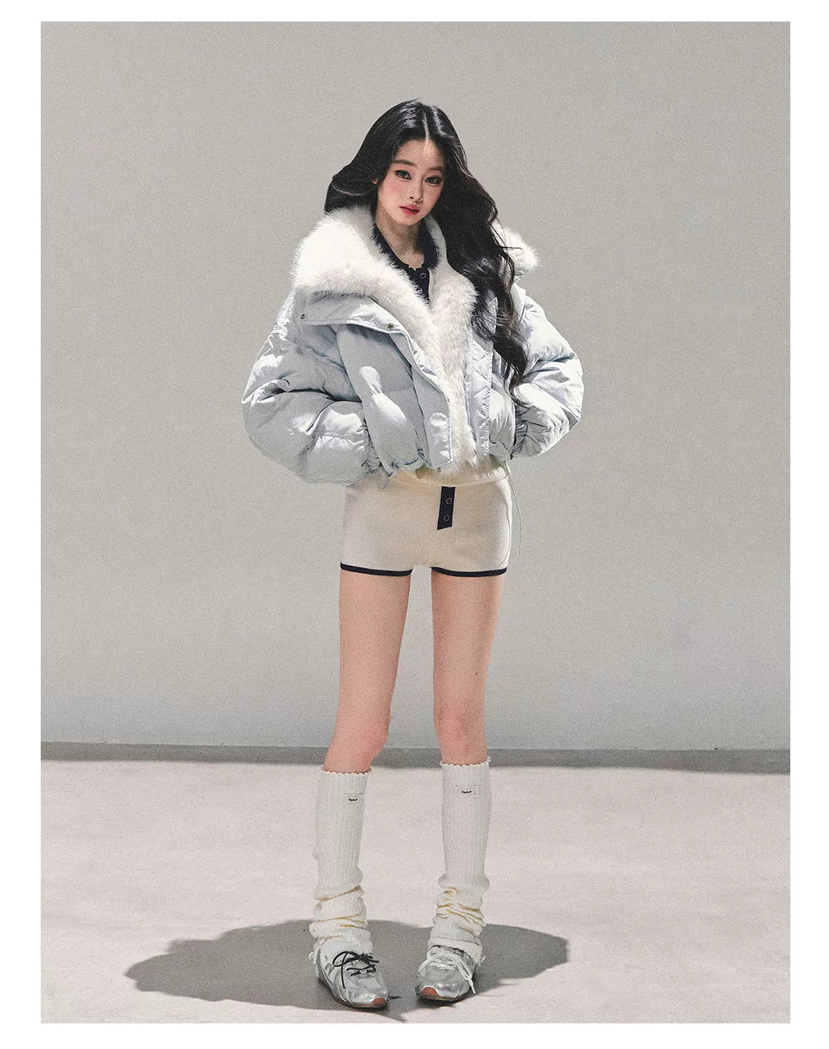 Short White Duck Down Puffer Jacket