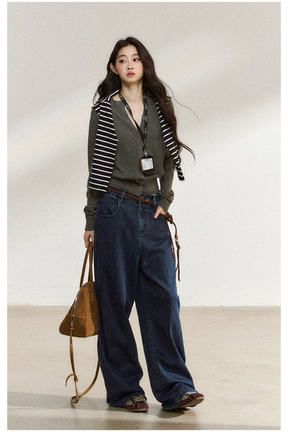 Classic Indigo High-Stretch Wide-Leg Jeans