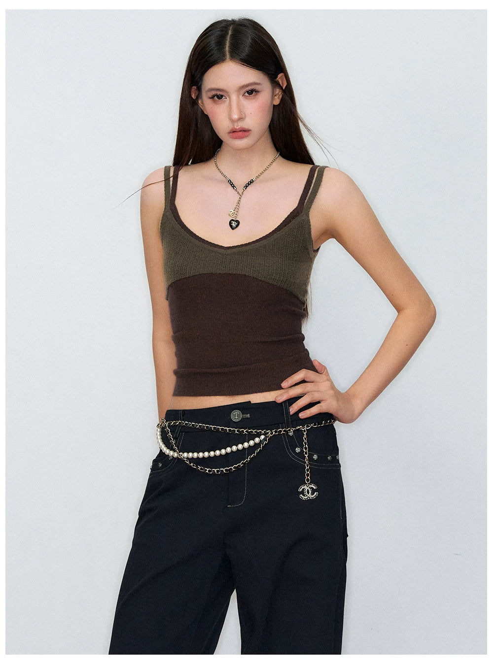 Colorblock Knit Camisole Vest