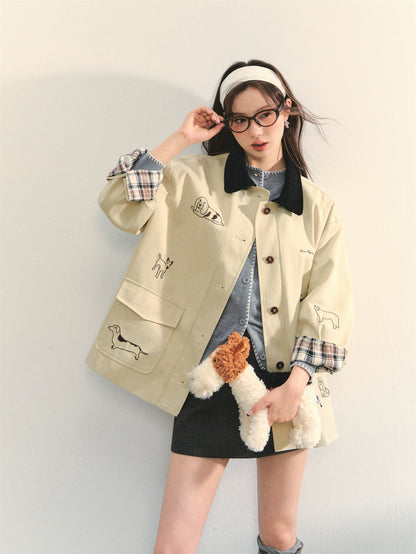 Barn Style Puppy Embroidery Jacket
