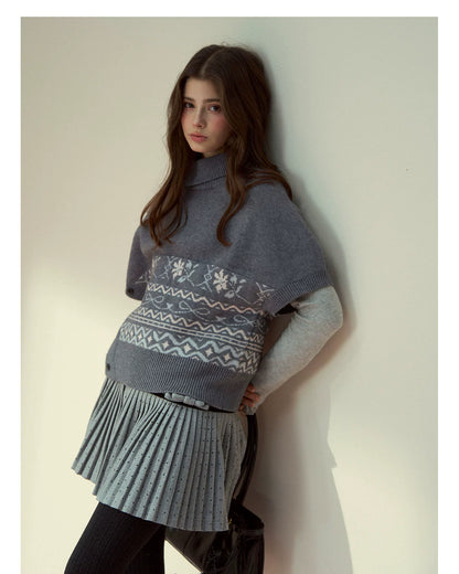 Fair Isle Cape Turtleneck