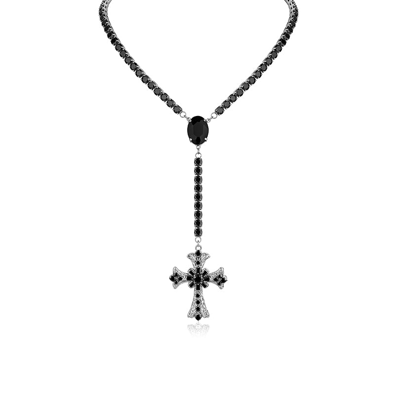 Retro Baroque Cross Zircon Necklace - CHINASQUAD