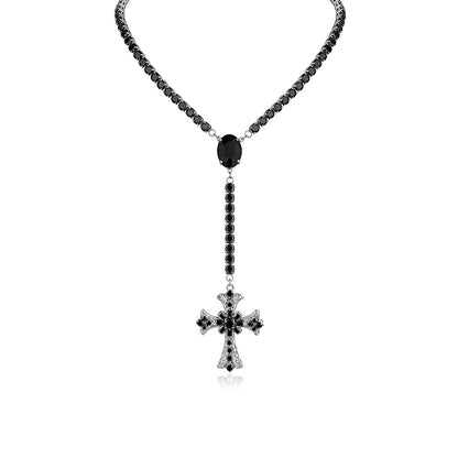 Retro Baroque Cross Zircon Necklace - CHINASQUAD