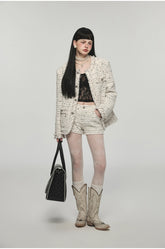 White Tweed Jacket & Shorts Set - CHINASQUAD