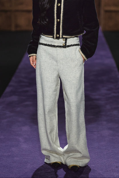 High-Waisted Tailored Wide-Leg Suit Pants
