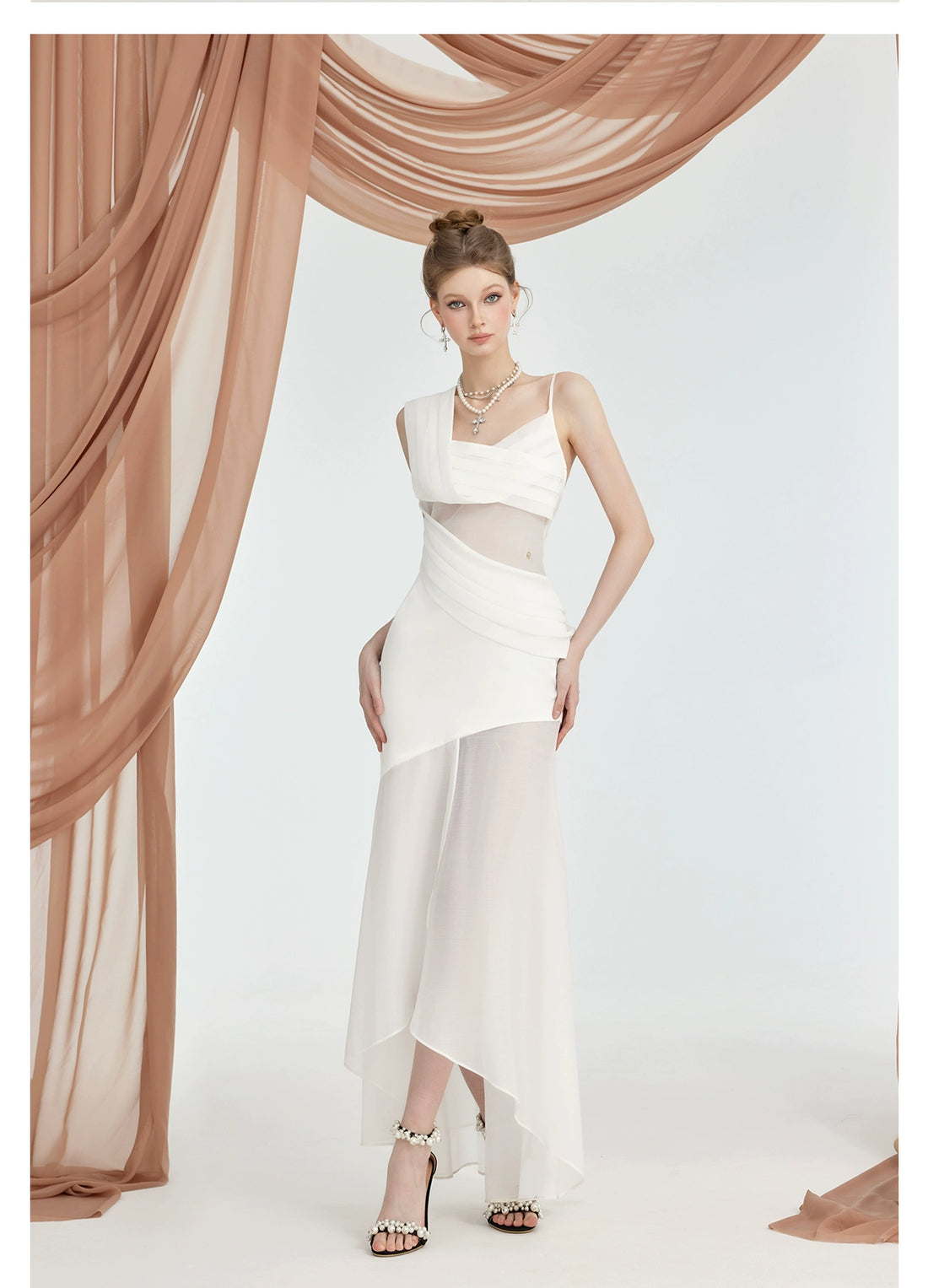 Split High-Low Strapless Midi Dress