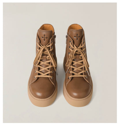 Compass Heritage Retro Leather High-Top Sneakers