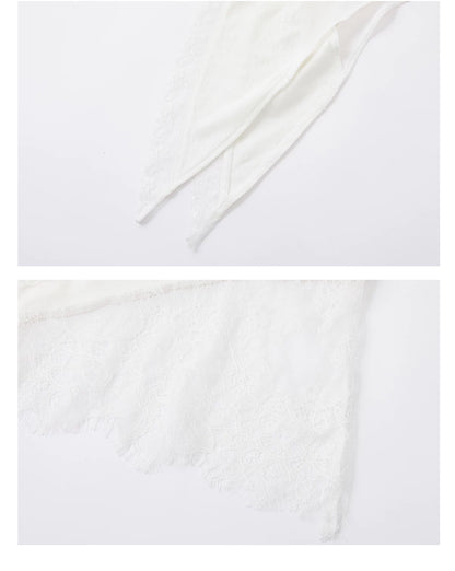 Asymmetrical Lace V-Neck Sleeveless Top