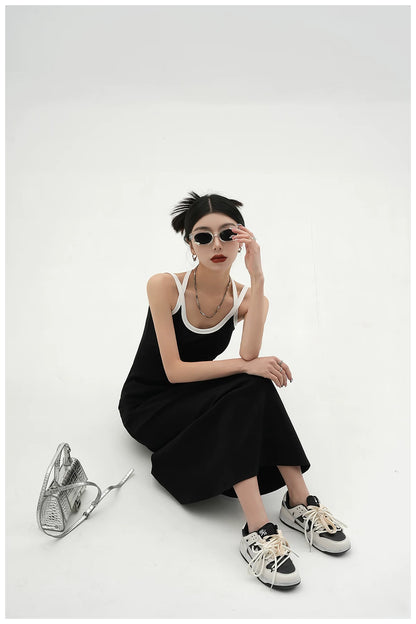 American Street-Style Slim-Fit Camisole Maxi Dress
