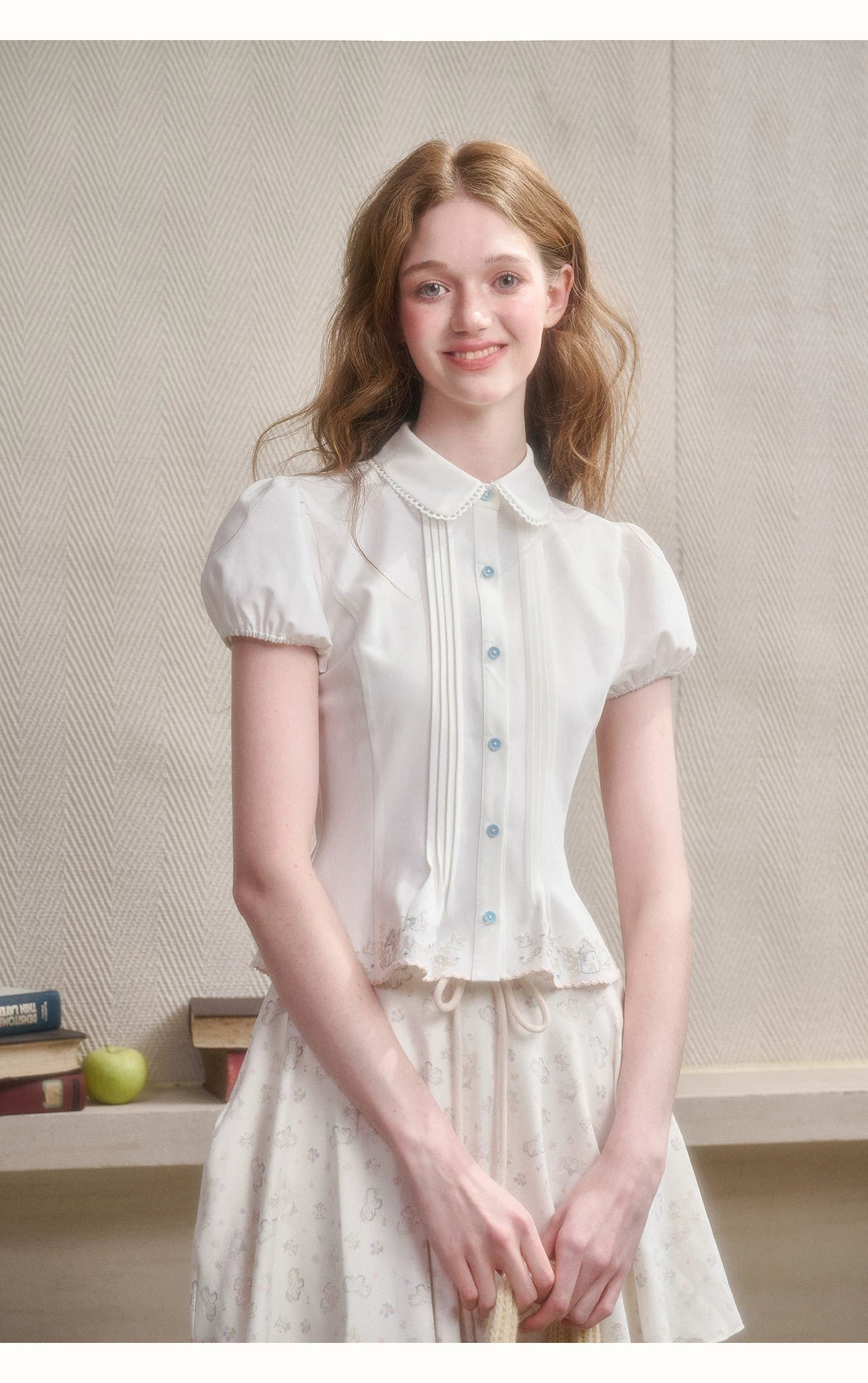 Embroidered Peter Pan Collar Blouse